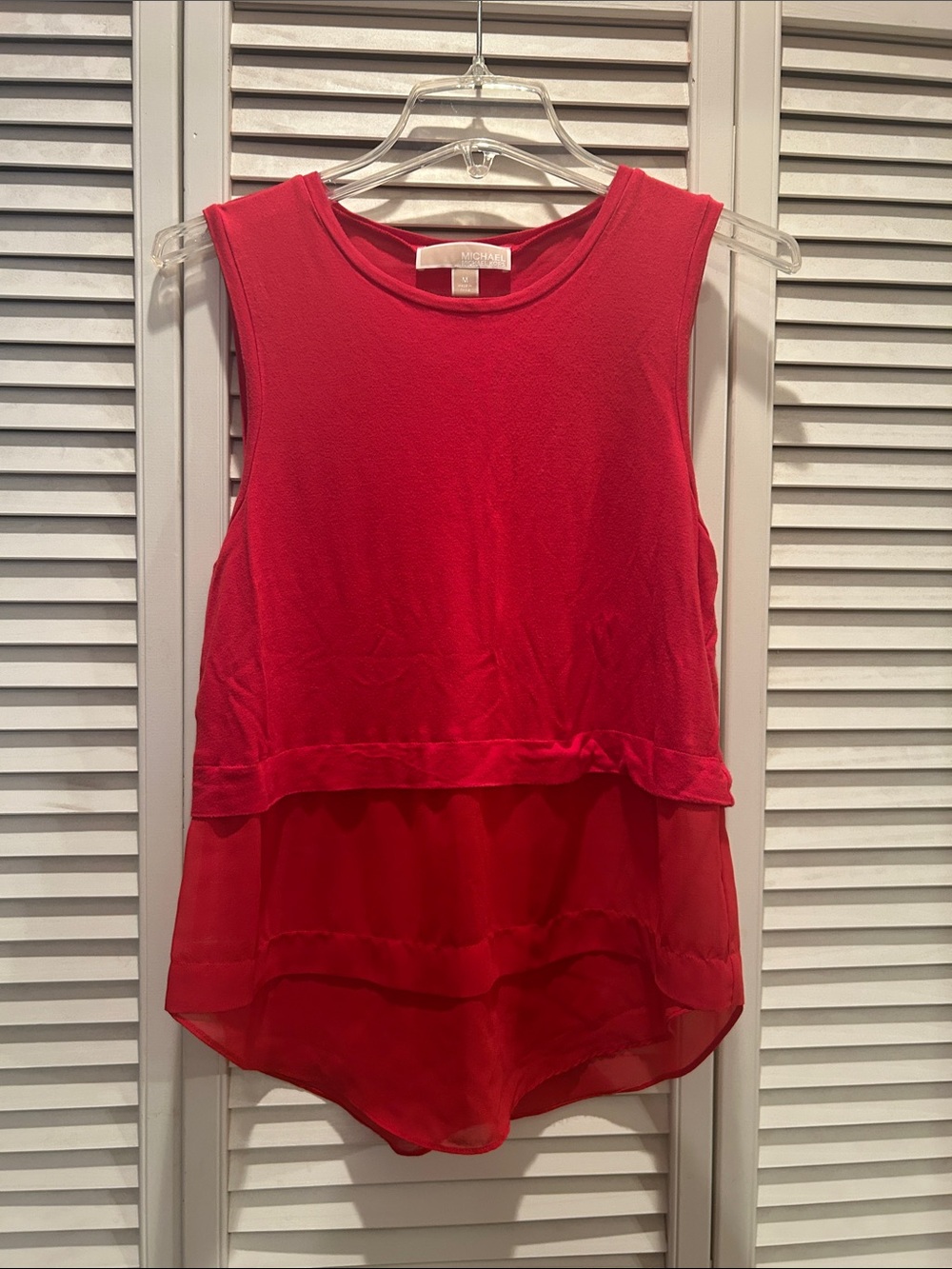 MICHAEL Michael Kors Red Layered Chiffon Hem Tank Top
